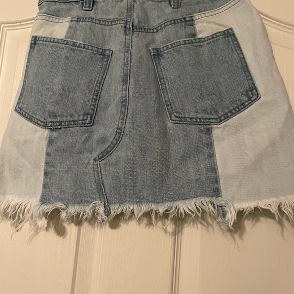 Free people denim two toned skirt size 0 distressed - Picture 3 of 4